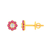 22k Yellow Gold Cubic Zirconia Purple Stud Earrings with gold weight of 1.086g